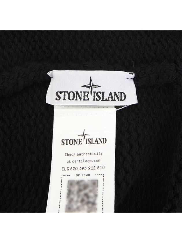 Logo Patch Wool Beanie Black - STONE ISLAND - BALAAN 6