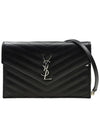 Monogram Matelasse Envelope Chain Cross Bag Black - SAINT LAURENT - BALAAN 3