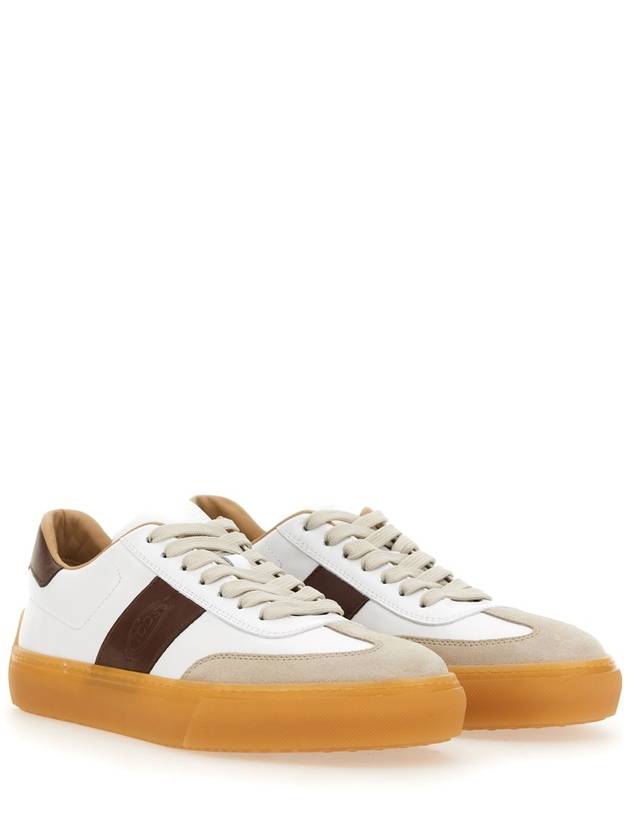 Calfskin Leather Low Top Sneakers White Brown - TOD'S - BALAAN 4