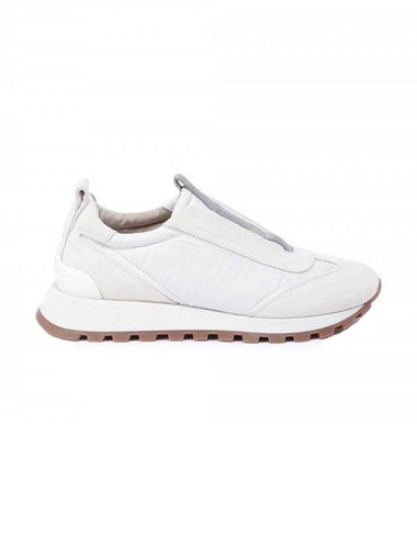 Suede Techno Runner Low Top Sneakers White - BRUNELLO CUCINELLI - BALAAN 1