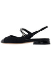 Women's Patent Velvet Leather Slingback Flat Black - MIU MIU - BALAAN 4