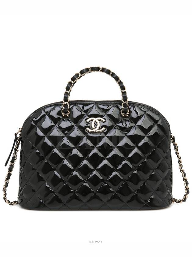 Small Shopping Bag Patent Gold Metal Black Chain Cross AS3969 - CHANEL - BALAAN 1