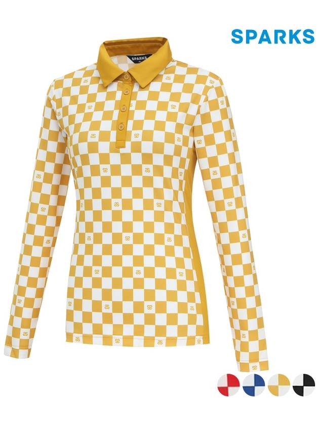 Logo Checkered Long Sleeve Collar T-Shirt SO1LTS101 - SPARKS - BALAAN 3