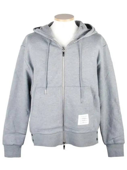 Center Back Stripe Cotton Zip Up Hoodie Light Grey - THOM BROWNE - BALAAN 2