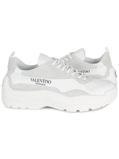 Gum Boy Leather Suede Low Top Sneakers White - VALENTINO - BALAAN 2