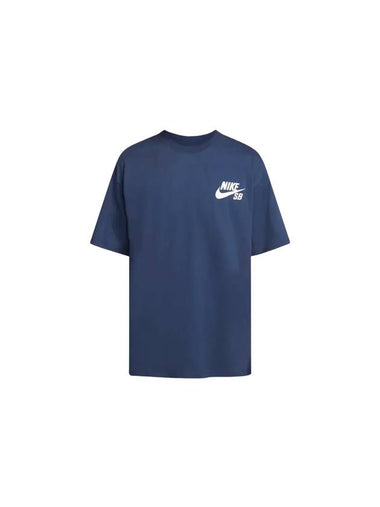 SB Logo Skate Cotton Short Sleeve Shirt Navy - NIKE - BALAAN 1