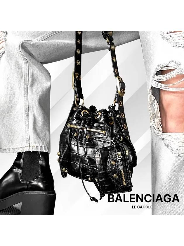 Le Cagole XS Leather Bucket Bag Black - BALENCIAGA - BALAAN 10