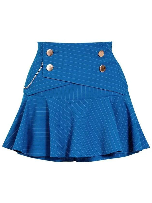 Women s Golf Wear Double Button Stripe Culotte Pants Blue - J JANE - BALAAN 2