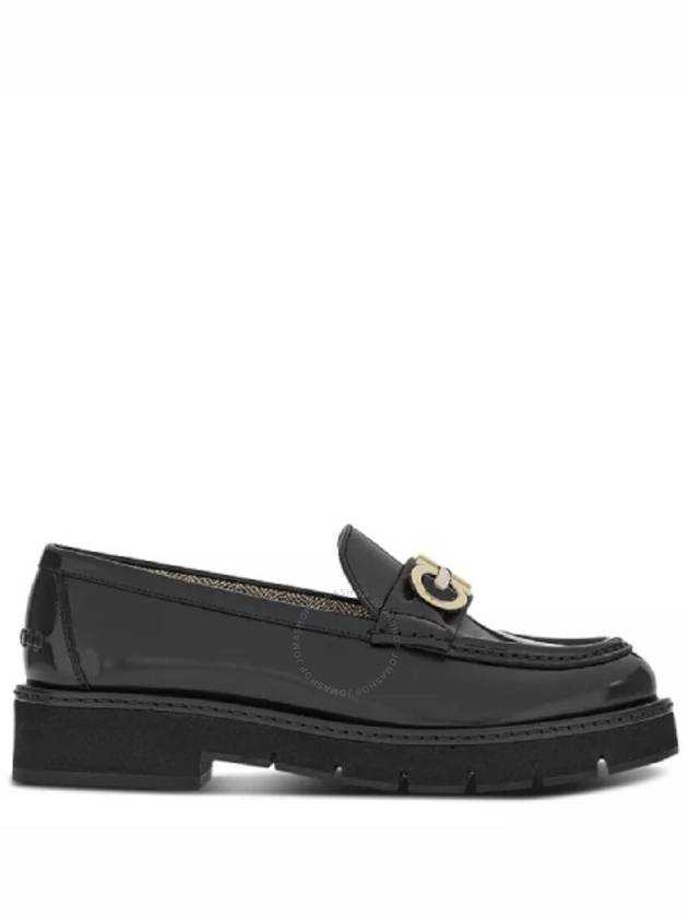 Gancini Buckle Chunky Sole Leather Loafers Black - SALVATORE FERRAGAMO - BALAAN 2