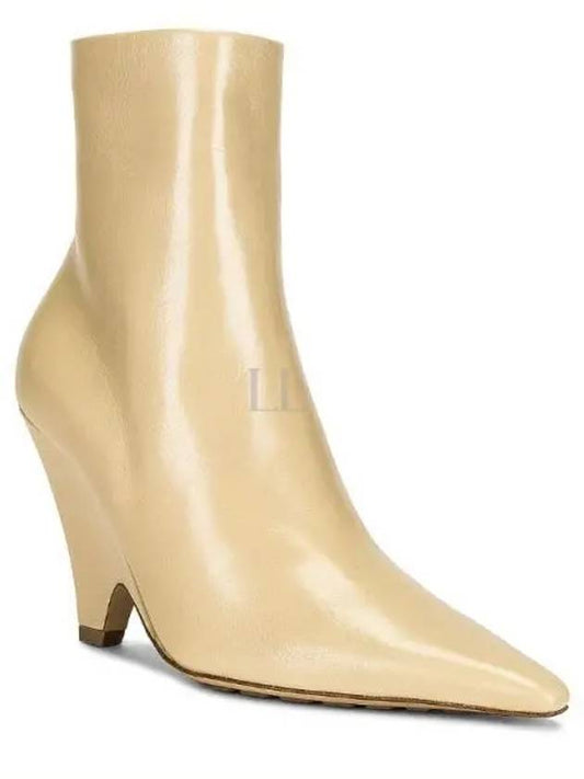 Leather Heel Middle Boots Beige - BOTTEGA VENETA - BALAAN 2