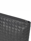 Intrecciato Weaving Zipper Medium Clutch Bag Grey - BOTTEGA VENETA - BALAAN 6