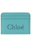 Sense Embroidered Logo Calfskin Card Wallet Light Blue - CHLOE - BALAAN 2