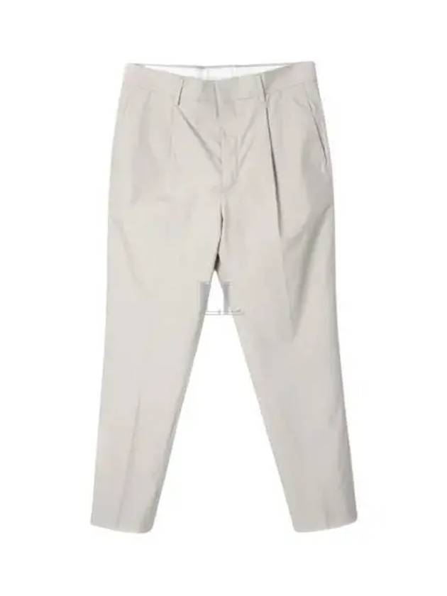 Waistband Cotton Blend Straight Pants Beige - PRADA - BALAAN 2