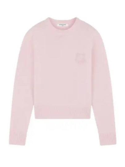 Bold Fox Head Embroidered Crop Knit Top Pink - MAISON KITSUNE - BALAAN 2