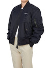 Men's Logo Print Nylon Bomber Jacket Smoke Navy - BURBERRY - BALAAN 9