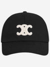 Triomphe Logo Cotton Ball Cap Black - CELINE - BALAAN 3