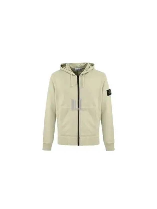 Cotton Fleece Garment Dyed Zip Up Hoodie Cream - STONE ISLAND - BALAAN 2