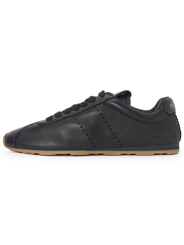 Women's Nappa Leather Low Top Sneakers Black - MIU MIU - BALAAN 4