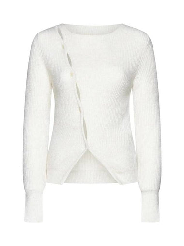 La Maille Pau Asymmetric Cardigan White - JACQUEMUS - BALAAN 1