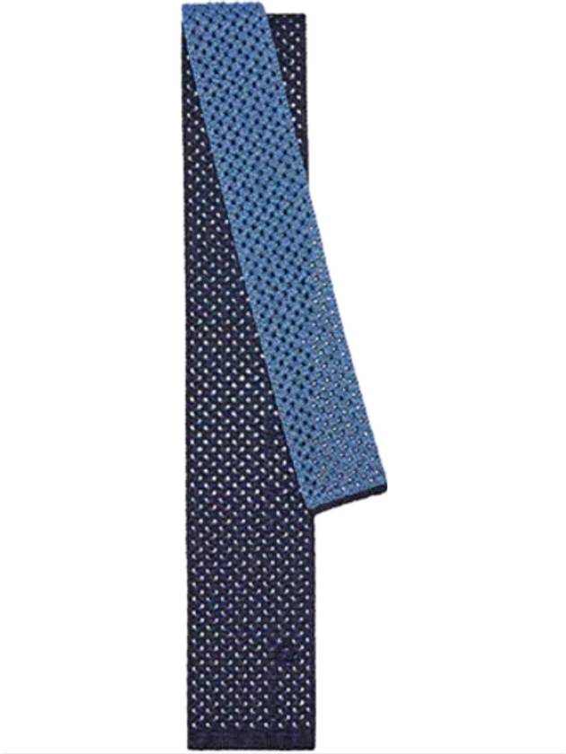 Salvatore Men's Knit Silk Tie Navy - SALVATORE FERRAGAMO - BALAAN.