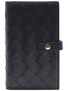 Intrecciato French Medium Wallet Black - BOTTEGA VENETA - BALAAN 3