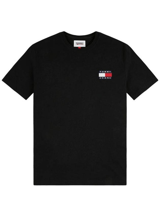 Crew Neck Logo Cotton Short Sleeve T-Shirt Black - TOMMY HILFIGER - BALAAN 1