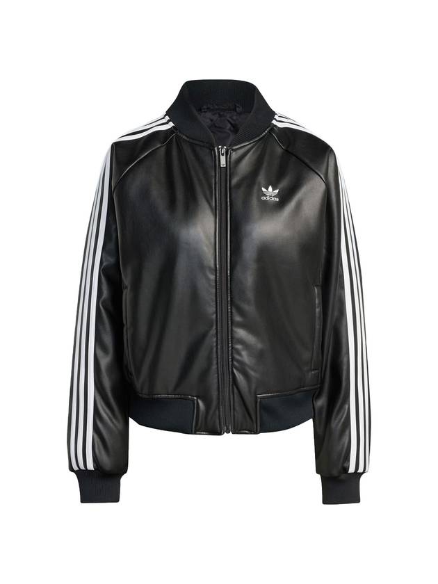 SST Pleather Loose Padded Jacket Black - ADIDAS - BALAAN 1