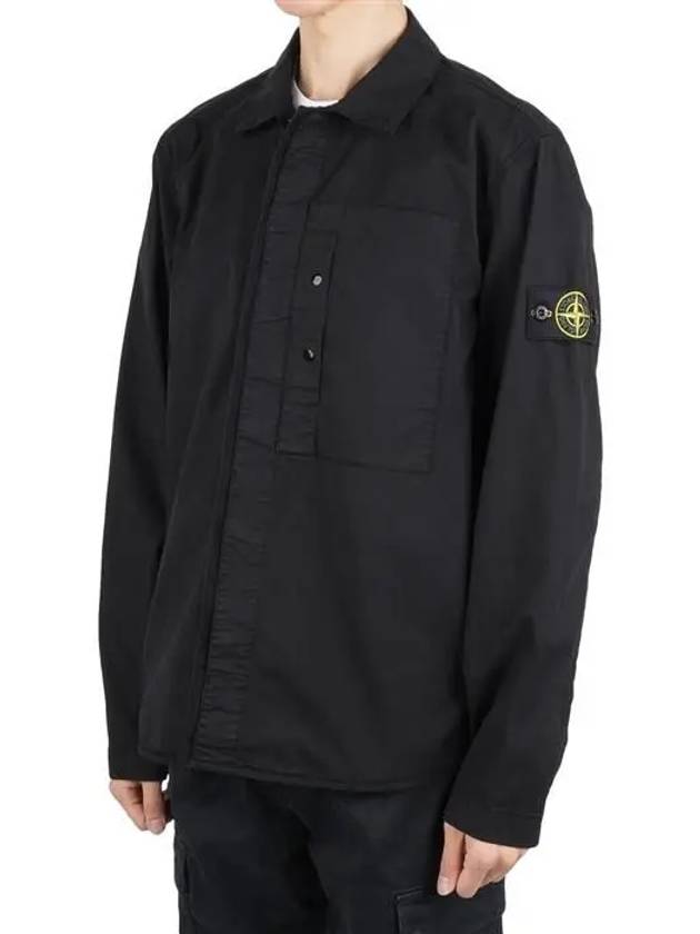 Supima Cotton Twill Over Long Sleeve Shirt Black - STONE ISLAND - BALAAN 2