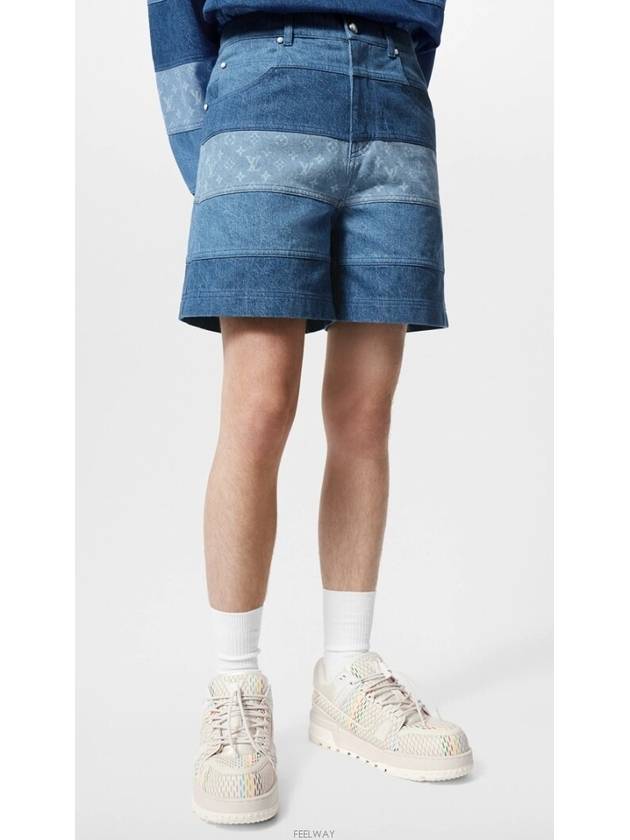 1AFQG7 Striped Patchwork Denim Shorts - LOUIS VUITTON - BALAAN 2