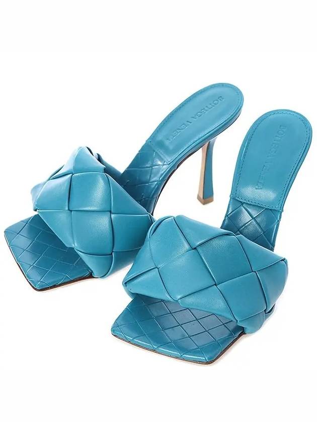 Lido Intrecciato Sandals Heel Blue - BOTTEGA VENETA - BALAAN.