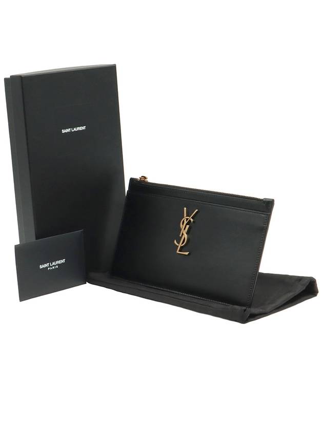 Black Smooth Calfskin Gold Monogram Bill Pouch 636316 - SAINT LAURENT - BALAAN 2