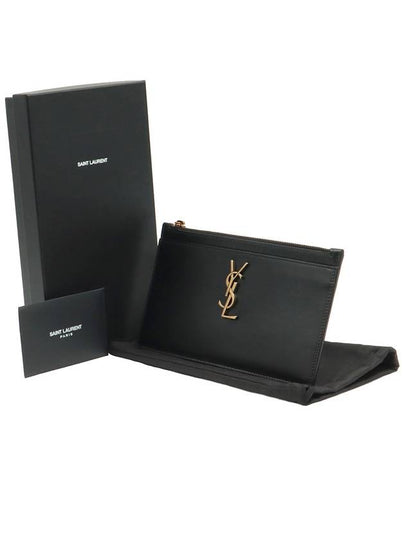 Black smooth calfskin gold plated monogram bill pouch - SAINT LAURENT - BALAAN 2