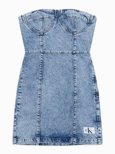 Jeans Corset Denim Short Dress Light Blue - CALVIN KLEIN - BALAAN 2