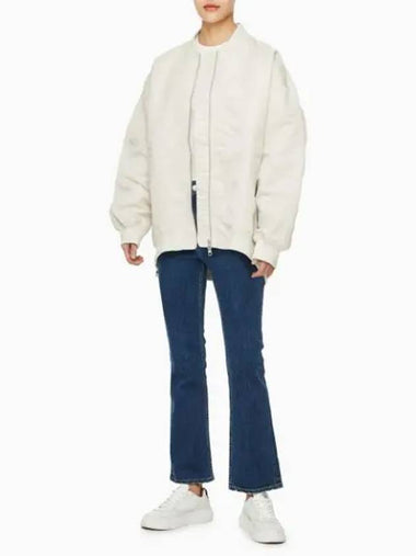 JEANS Women s Ivory Satin Bomber Jacket J224361 ACF - CALVIN KLEIN - BALAAN 1