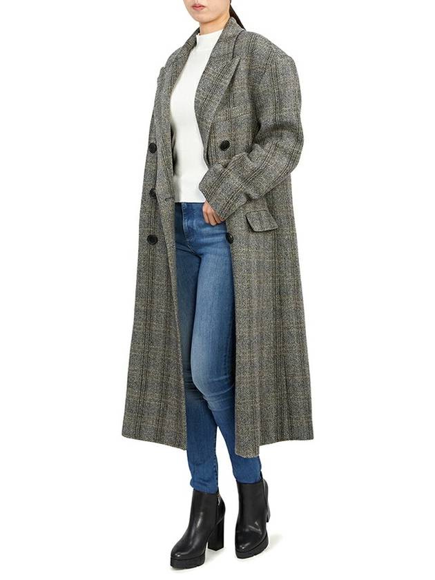 Women's Check Pattern Double Coat Beige - ISABEL MARANT - BALAAN 6