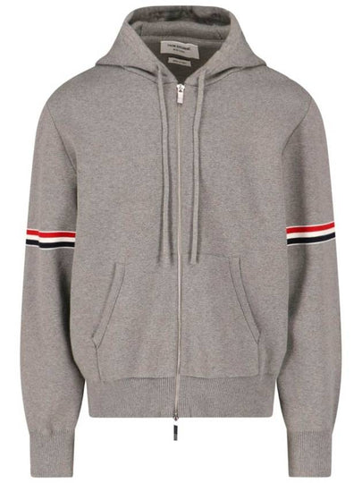 Cotton Milano Armband Zip Up Hoodie Light Grey - THOM BROWNE - BALAAN 2