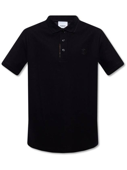 Men's Eddie Embroidered Logo Polo Shirt Black - BURBERRY - BALAAN 1