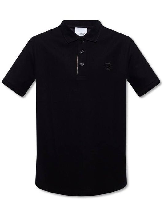 BURBERRY Men's Eddie Embroidered Logo PK Shirt Black 8055228 - BURBERRY - BALAAN