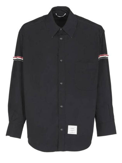 Armband Oversized Poly Twill Shirt Jacket Navy - THOM BROWNE - BALAAN 2