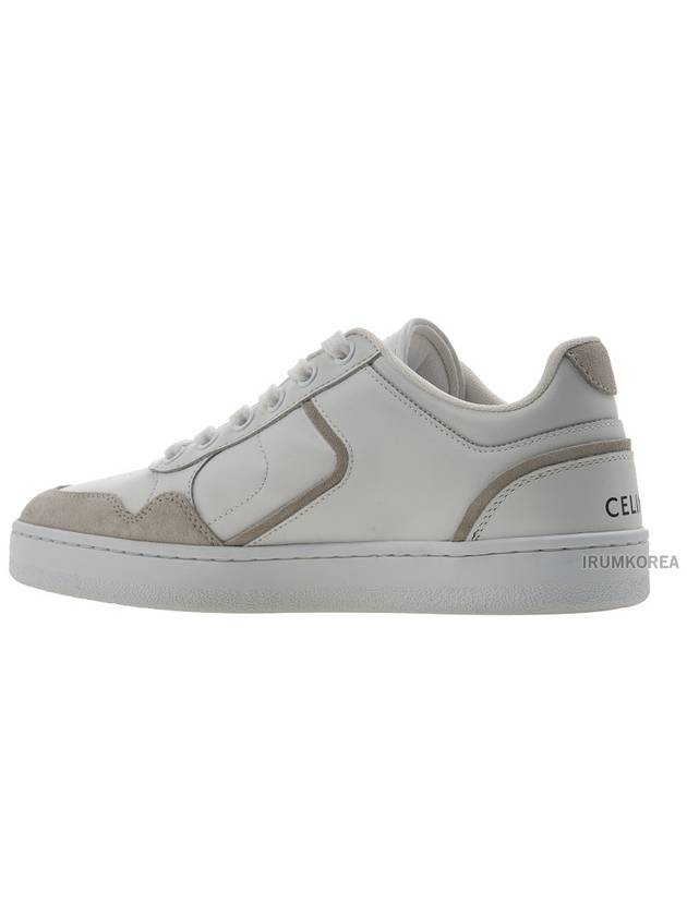 CT 10 Trainer Lace Up Suede Calfskin Low Top Sneakers White - CELINE - BALAAN 4