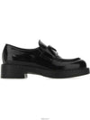 Triangle Logo Chocolate Brushed Leather Loafers Black - PRADA - BALAAN 4