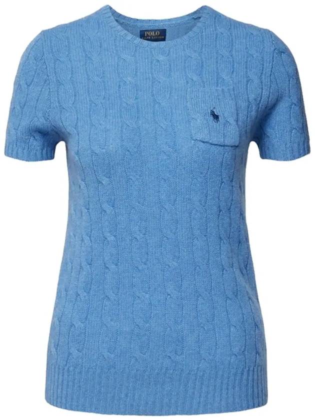 Embroidery Pony Shorts Sleeve Knit Top Blue - POLO RALPH LAUREN - BALAAN 2