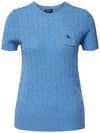 Embroidery Pony Shorts Sleeve Knit Top Blue - POLO RALPH LAUREN - BALAAN 3