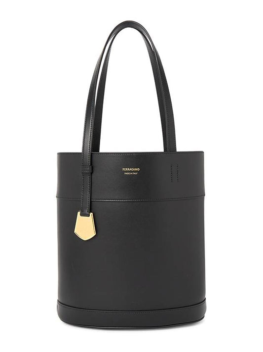 North South Charming Small Tote Bag Black - SALVATORE FERRAGAMO - BALAAN 2