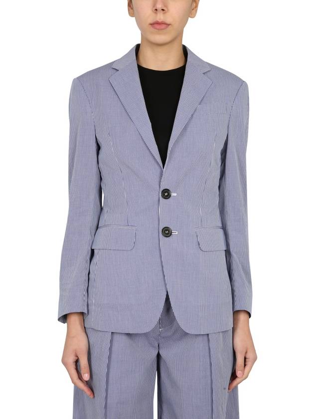 Women's Gingham Cotton Single Jacket Blue - DSQUARED2 - BALAAN 2