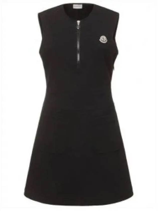 Black half zip up cotton minidress one piece 8I00009 89A8N 999 1231665 - MONCLER - BALAAN 1