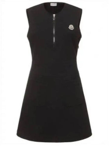 Black half zip up cotton minidress one piece 8I00009 89A8N 999 1231665 - MONCLER - BALAAN 1