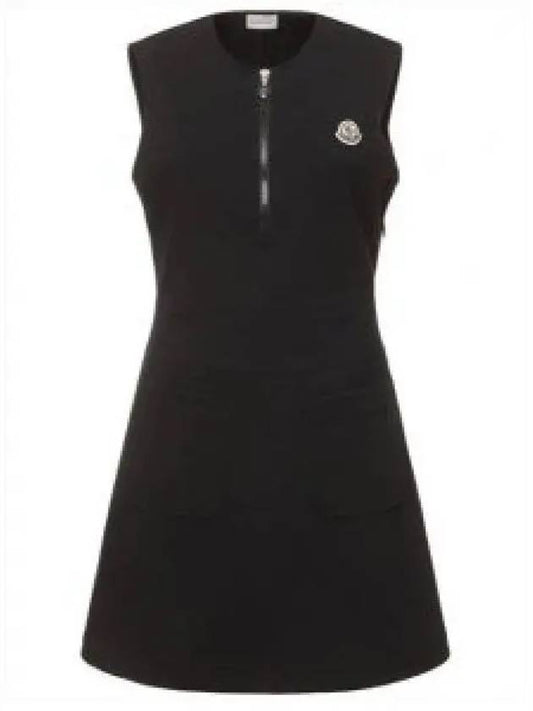 Black half zip up cotton minidress one piece 8I00009 89A8N 999 1231665 - MONCLER - BALAAN 1