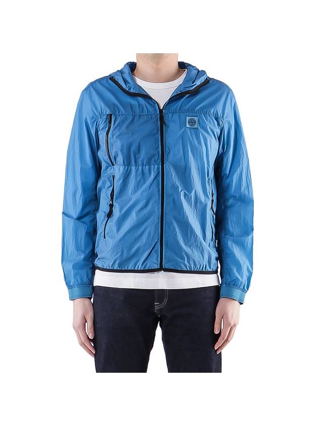 Men's Logo Patch Zip-Up Jacket Blue - STONE ISLAND - BALAAN 1