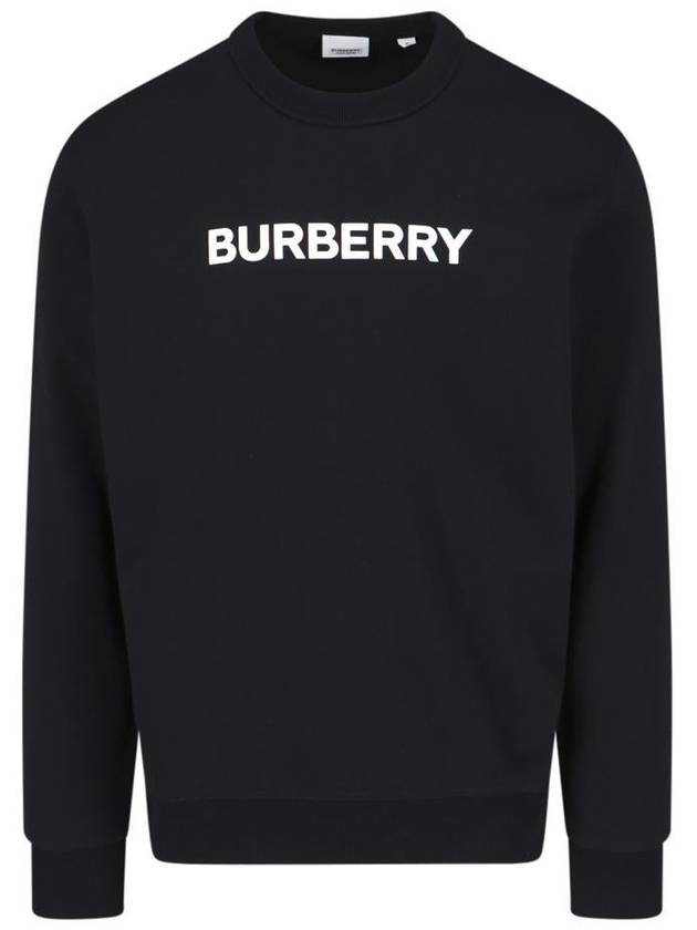 Logo Print Crew Neck Sweatshirt Black - BURBERRY - BALAAN 2